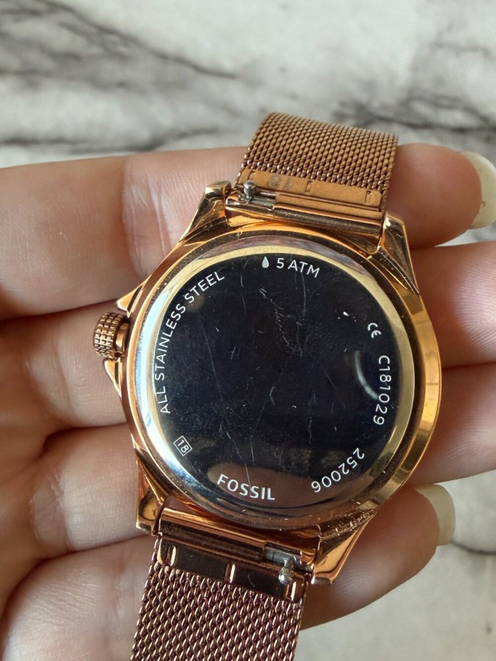 Fossil Rose Gold Crystal Bezel Stainless Steel Watch - Picture 3 of 3